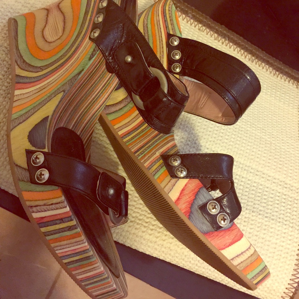 Multi Colored Rainbow Wood Wedge